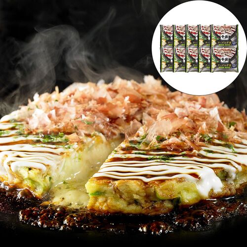 千房 チーズねぎ焼 10食 / 送料無料 お好み焼 冷凍